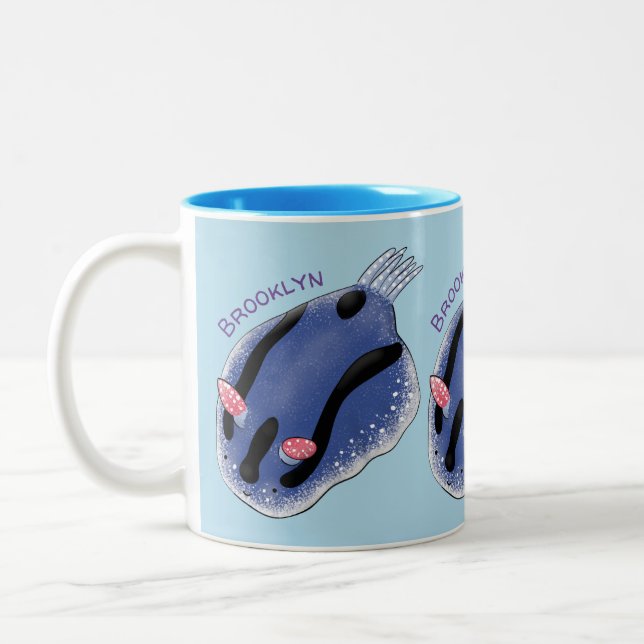 Tasse 2 Couleurs Caricature de nudibranche bleu mignon (Gauche)
