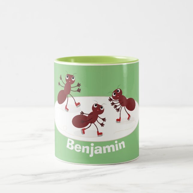 Tasse 2 Couleurs Caricature de patinage sur glace de Happy red four (Centre)