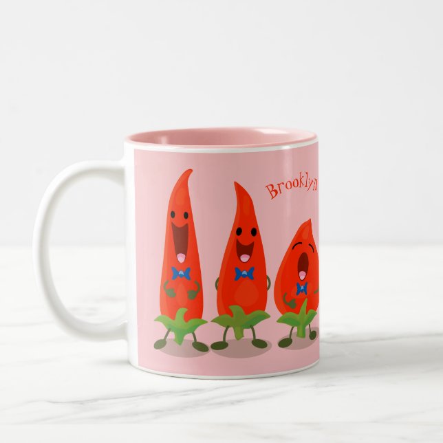 Tasse 2 Couleurs Caricature de piments chantants mignons (Gauche)