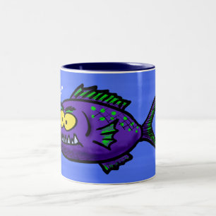 Tasse 2 Couleurs Caricature de poisson de Piranha