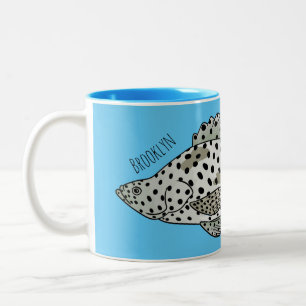 Tasse 2 Couleurs Caricature de poissons de mérou à bosse