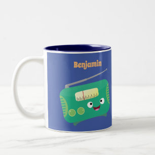 Tasse 2 Couleurs Caricature de radio rétro amusante