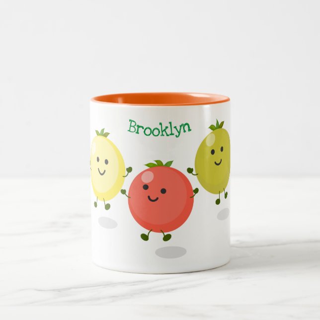 Tasse 2 Couleurs Caricature de tomates cerises mûres (Centre)