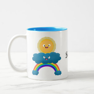 Tasse 2 Couleurs Caricature en arc-en-ciel du joyeux nuage de solei