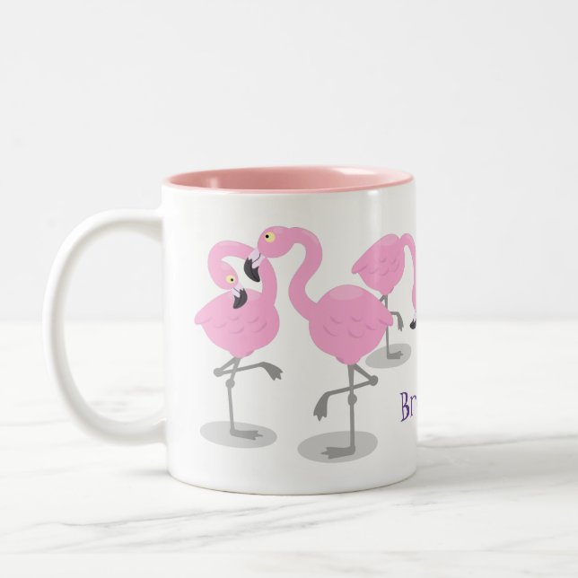 Tasse 2 Couleurs Caricature en trio flamand rose mou (Gauche)