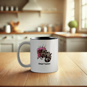 Tasse 2 Couleurs Caricature Greedy Raccoon Cake Thief Avec Légende