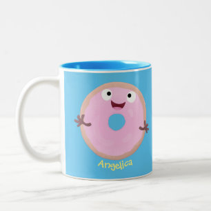 Tasse 2 Couleurs Caricature joli beignet rose vitré