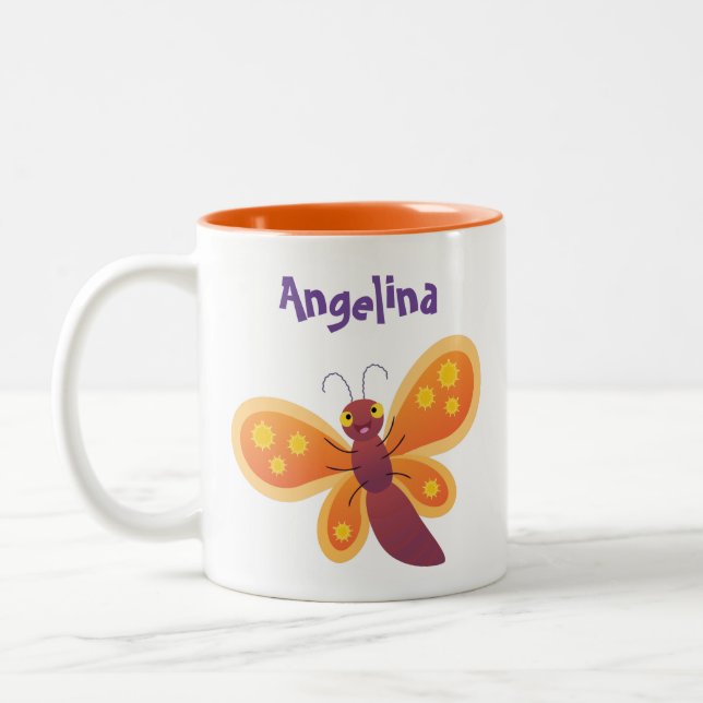 Tasse 2 Couleurs Caricature joli papillon orange (Gauche)