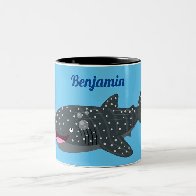 Tasse 2 Couleurs Caricature joli requin baleine joyeux (Centre)