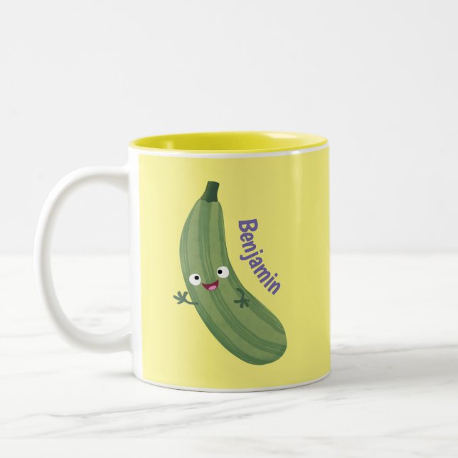 Tasse 2 Couleurs Caricature joyeux de courgettes mignonnes (Gauche)