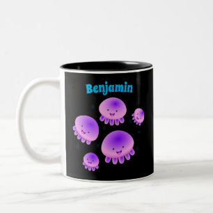 Tasse 2 Couleurs Caricature kawaii de méduse violette rose mou