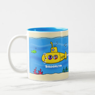 Tasse 2 Couleurs Caricature sous-marine joyeuse