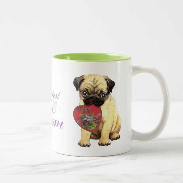 Tasse 2 Couleurs Carlin Heart Mom (Droit)