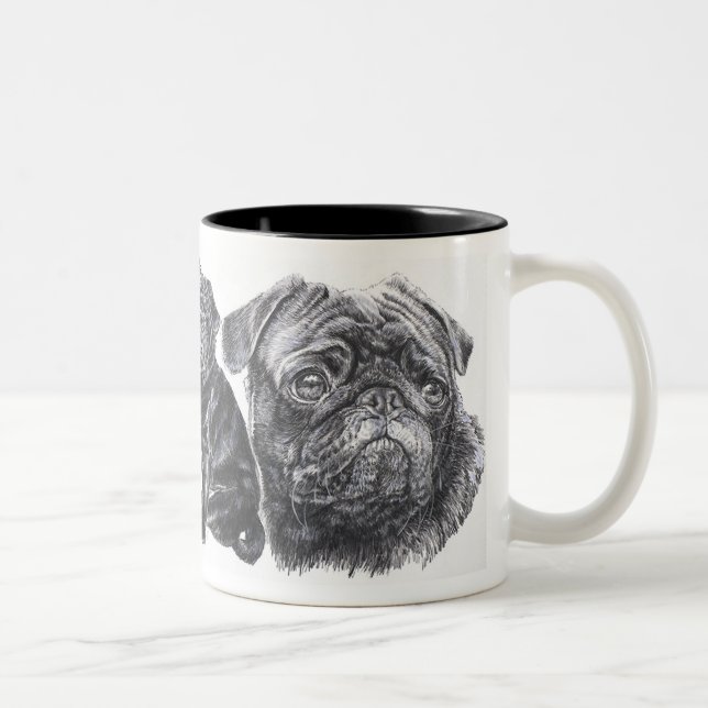Tasse 2 Couleurs Carlin noir (Droit)