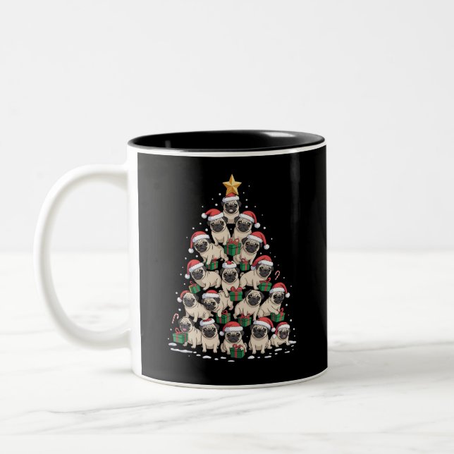 Tasse 2 Couleurs Carlins de chien Noël Arbre mignonne Noël Chiens M (Gauche)