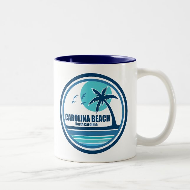 Tasse 2 Couleurs Carolina Beach Caroline du Nord Palm Tree Birds (Droit)