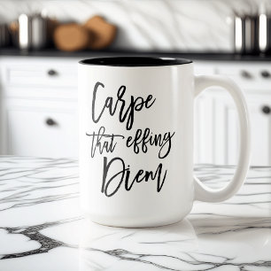 Tasse 2 Couleurs Carpe Que Effet Diem Brosse Citation Lettrée