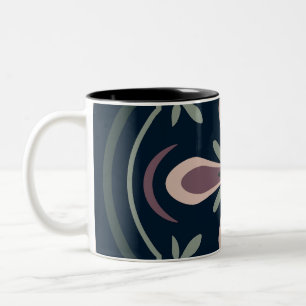 Tasse 2 Couleurs carreaux géométriques floraux de couleur terreuse