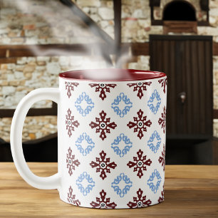 Tasse 2 Couleurs Carreaux rouges et bleus polonais