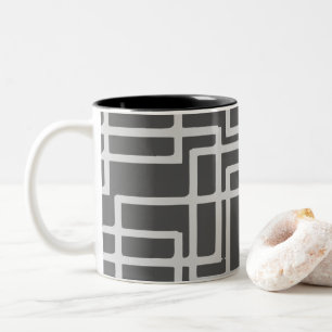 Tasse 2 Couleurs Carrés d'ardoise Blanchis Rétro Modernes sur Gris