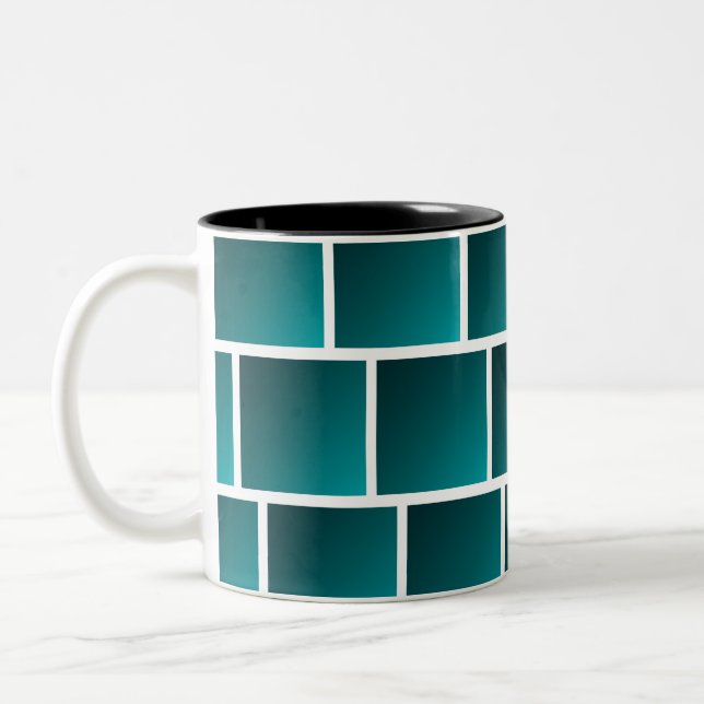 Tasse 2 Couleurs Carrés de sarcelle dégradés (Gauche)