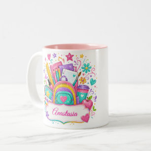 Tasse 2 Couleurs Cartable Pailleté Fournitures Scolaires Rentrée Sc