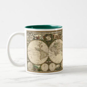 Tasse 2 Couleurs Carte 1660 du monde d'antiquité par Frederick de