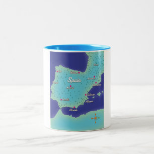 Tasse 2 Couleurs Carte Classique d'Espagne
