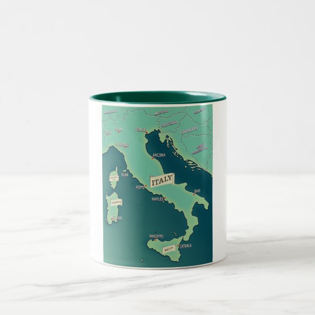 Tasse 2 Couleurs Carte Classique d'Italie (Centre)