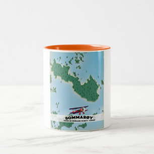Tasse 2 Couleurs carte d'affiche de voyage de Sommarøy Norvège