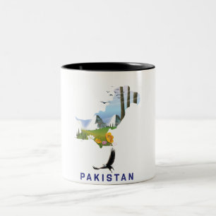 Tasse 2 Couleurs Carte d'affiche de voyage Pakistan