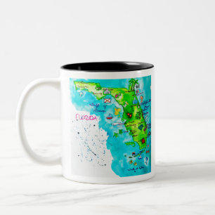 Tasse 2 Couleurs Carte d'aquarelle de la Floride