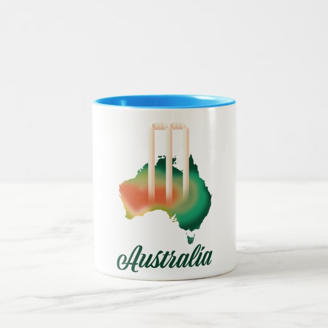 Tasse 2 Couleurs Carte de cricket d'Australie. (Centre)