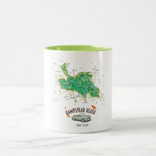 Tasse 2 Couleurs carte de Hampstead Heath Londres Angleterre