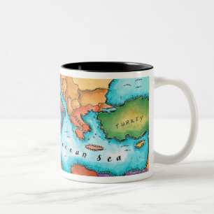 Tasse 2 Couleurs Carte de la mer Méditerranée