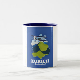 Tasse 2 Couleurs carte de la région de Zurich en Suisse