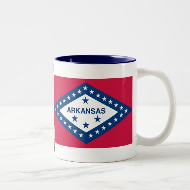 Tasse 2 Couleurs Carte de l'Arkansas et drapeau d'état (Droit)