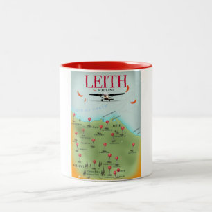 Tasse 2 Couleurs Carte de Leith en Écosse de style vintage