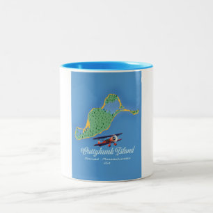 Tasse 2 Couleurs Carte de l'île Cuttyhunk Gosnold, Massachusetts