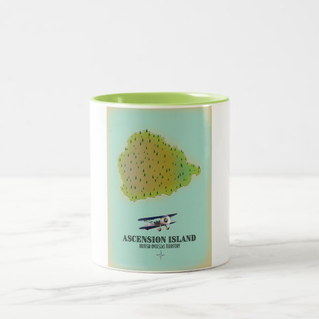 Tasse 2 Couleurs Carte de l'île d'Ascension territoire britannique (Centre)
