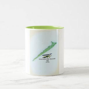 Tasse 2 Couleurs Carte de l'île de Galveston Texas États-Unis