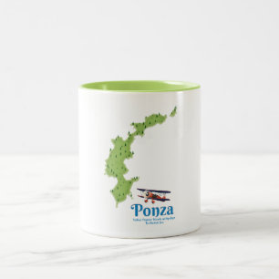 Tasse 2 Couleurs Carte de l'île italienne de Ponza.