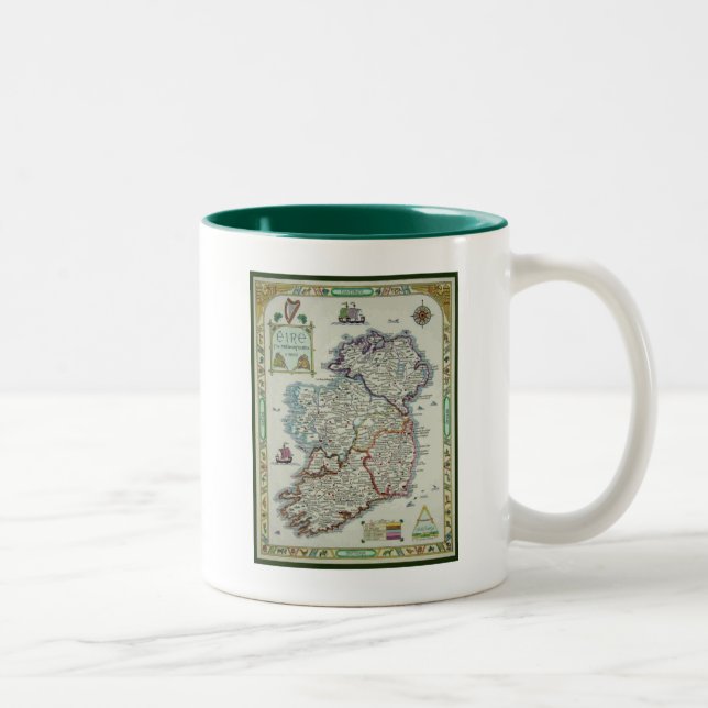 Tasse 2 Couleurs Carte de l'Irlande - carte historique d'Eire Erin (Droit)