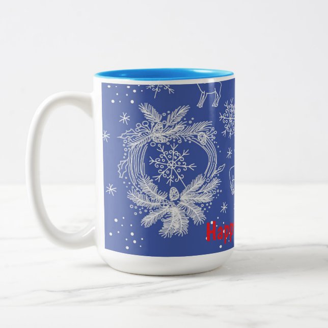 Tasse 2 Couleurs Carte de Noël joyeux (Gauche)