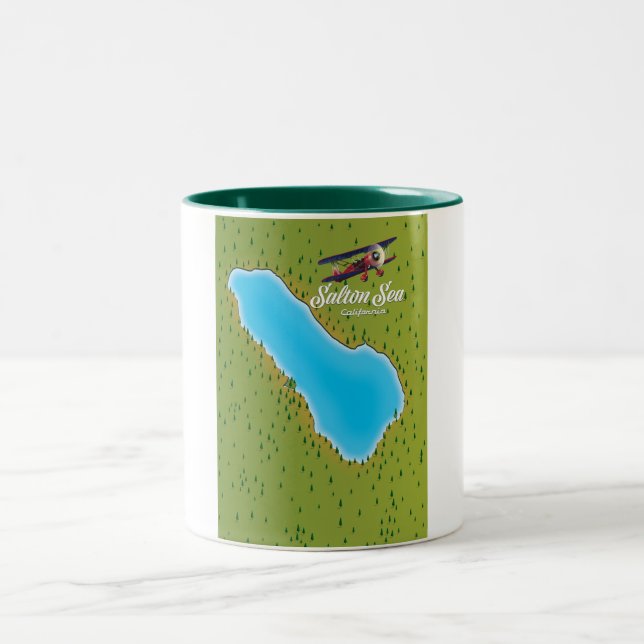 Tasse 2 Couleurs Carte de Salton Sea California USA (Centre)