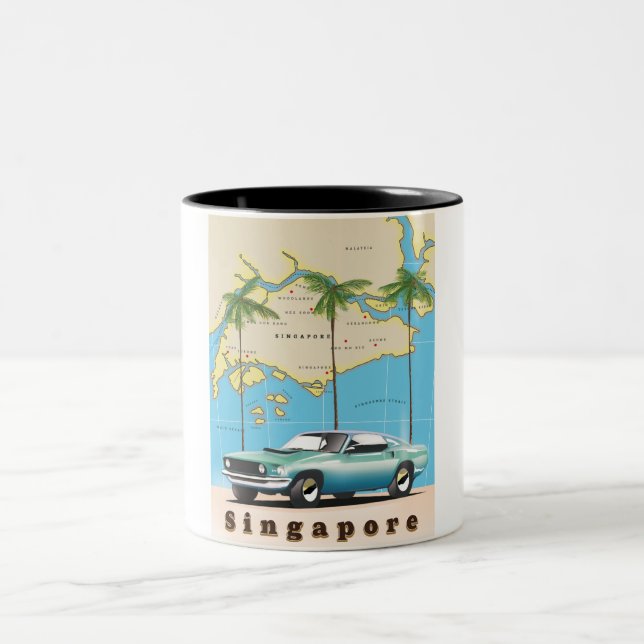 Tasse 2 Couleurs carte de Singapour (Centre)