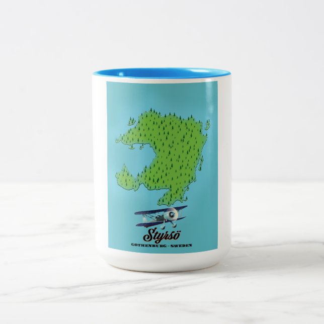 Tasse 2 Couleurs Carte de Styrsö Göteborg Suède (Centre)