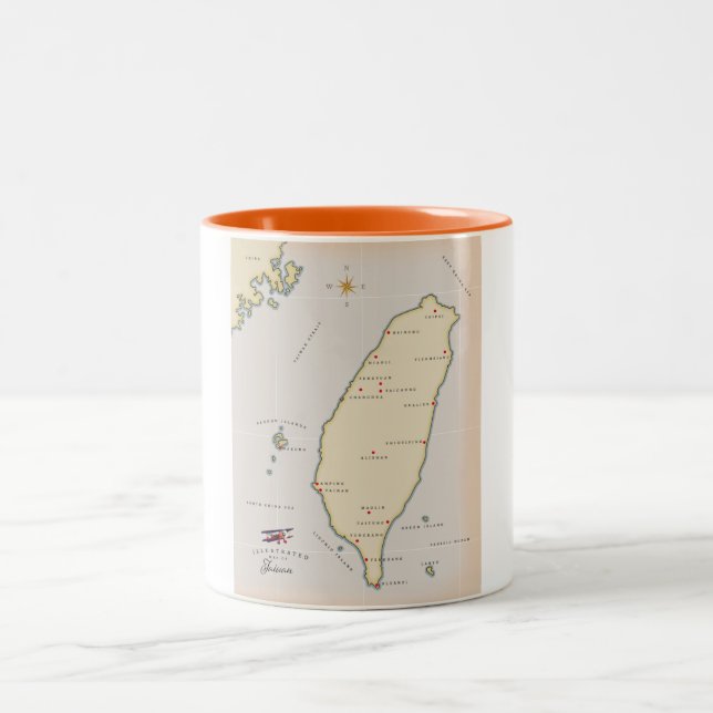 Tasse 2 Couleurs Carte de Taïwan (Centre)