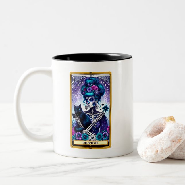 Tasse 2 Couleurs Carte de tarot céleste La Sorcière (Avec donut)