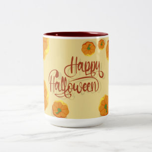 Tasse 2 Couleurs Carte de voeux encadrée Happy Halloween typographi